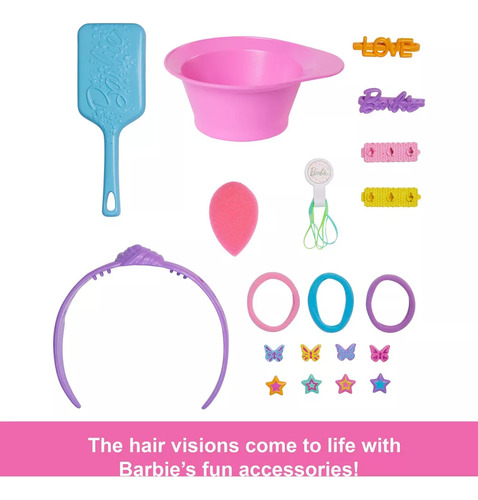 Barbie Styling Head 20 Accesorios Cabeza Para Peinar Castaña