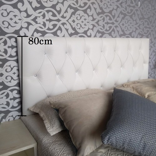 Cabeceira Casal Luna Corino Branco Com Strass 140 X 80