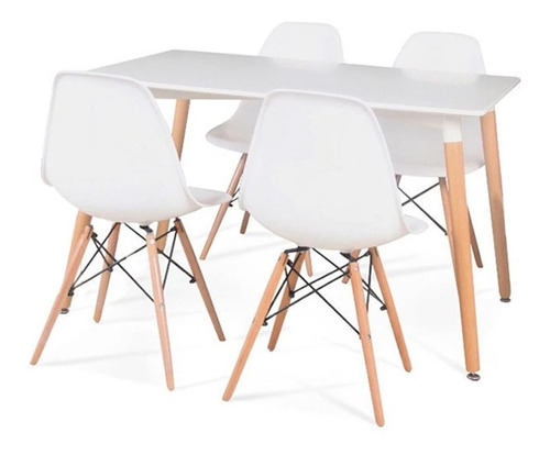 Juego De Comedor Eames Mesa Rectangular + 4 Sillas.