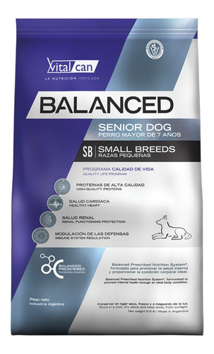 Alimento Vitalcan Balanced Adult Dog para perro senior de raza pequeña sabor mix en bolsa de 3 kg