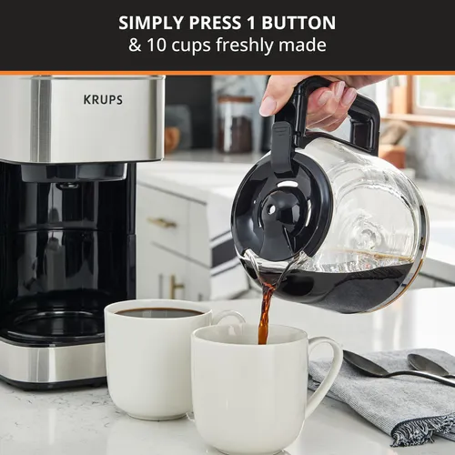 Krups Cafetera De 10 Tazas Simply Brew De Acero Inoxidable,.