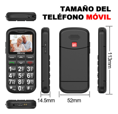 Celular 4g Uleway Para Personas Mayores Color Negro Con Base Negro