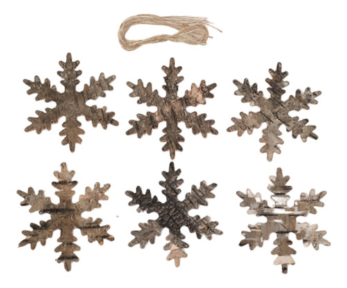 6 Adornos Colgantes Navideños De Madera, Adornos