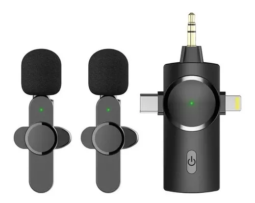 Micrófono Inalambrico Solapa - 2 Mic - Receptor 3 En 1