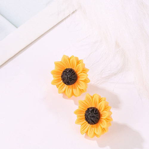 Pendientes W Con Forma De Sol, Girasol, Amarillo, Flor Grand