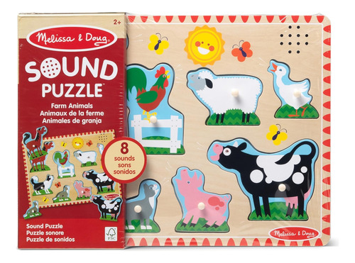 Rompecabezas De Madera Con Sonidos De Animales De Granja 8 P