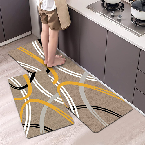 Juego De 2 Alfombras Piso De Cocina, Diseño Moderno Ab...