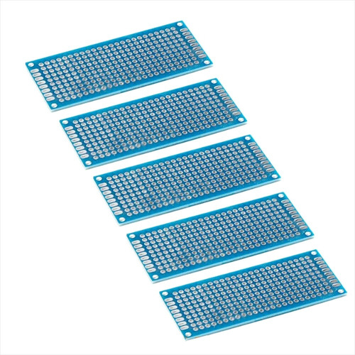 5 X Placas Perforadas Pcb Fr4 Doble Cara, Tamaño 30 X 70mm 