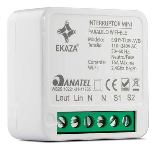 Mini Interruptor Wifi Paralelo T. Way Automação Alexa Google