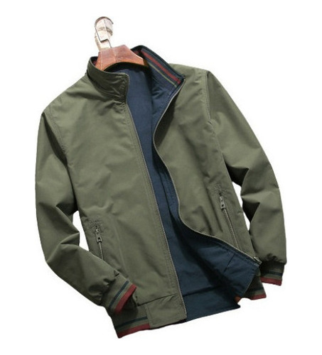 Chaqueta Juvenil Informal Con Cuello Levantado Reversible