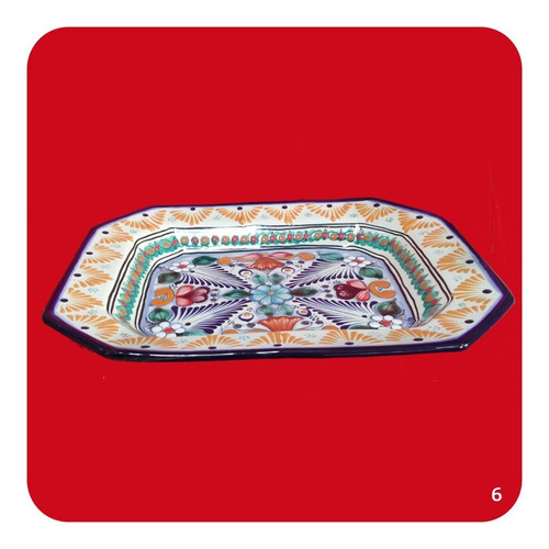 Charola De Talavera Poblana 39x31 Cm Ensaladera Color M6 Chr