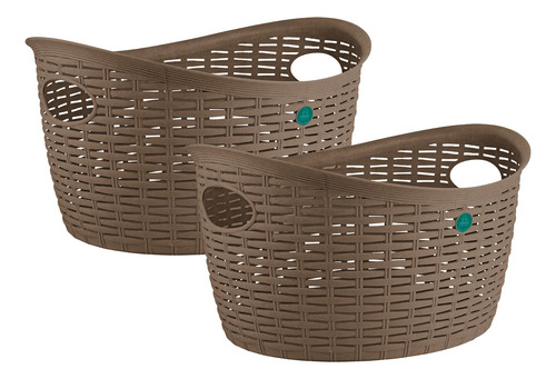 Set 2 Canastas Biodegradables De Ratán Ovaladas Lbr Earrth Oval