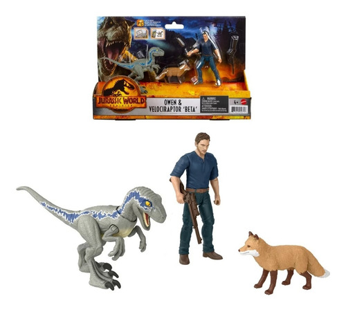 Muñeco Figura Jurassic Owen & Velociraptor Beta 3 Personajes