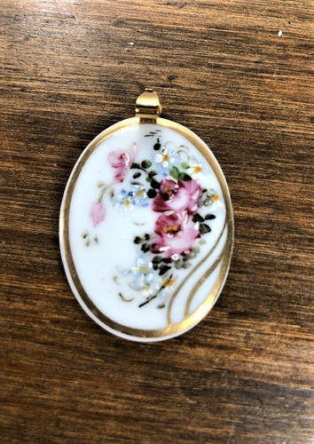 Pingente Porcelana Pintado A Mão