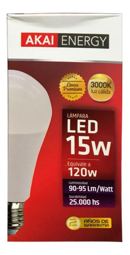 Lampara Led Bulbo 15w Akai Energy Pack X 10 Unid