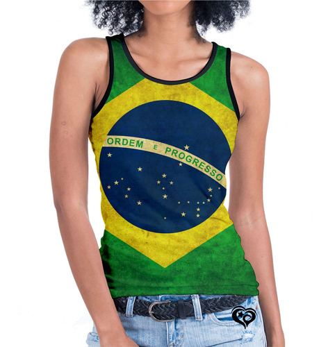 Camiseta Regata Bandeira Brasil Feminina Blusa
