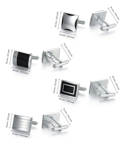 Set Colleras Para Hombres Gemelos, Camisa, Terno, Plateados