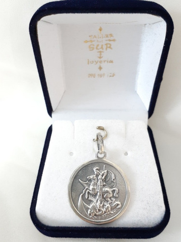 Medalla Dije Religioso En Plata San Jorge  ( 23mm) 