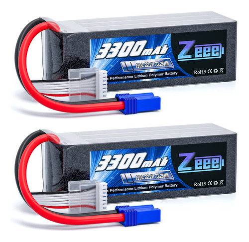 Zeee 6s Lipo Bateria 3300mah 22.2v 120c Estuche Suave Bateri