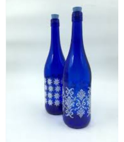 Botellas De Vidrio Decorada Para Vino (4 Piezas) 750cc