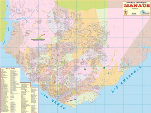 Mapa Geográfico Político Rodoviário Gigante Da Cidade De Manuas - Capital Do Amazonas Na Região Norte Do Brasil - Dobrado Medindo 120x90 Cm - Turismo E Entregas - Equipe Multivendas