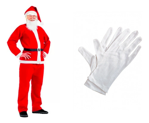 Traje Viejo Pascuero Navideño Para Adulto Hombre + Guantes