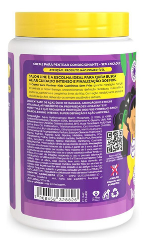 Creme Pentear Cachinhos Açaí Sem Frizz 1kg, Salon Line Kids