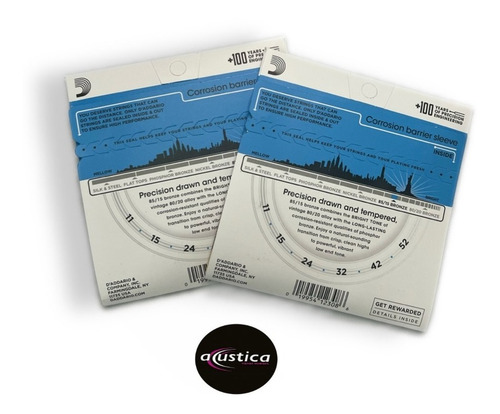 Imagen 2 de 3 de Encordado Folk Daddario Ez910 Electroacústica Pack 2 Unid.