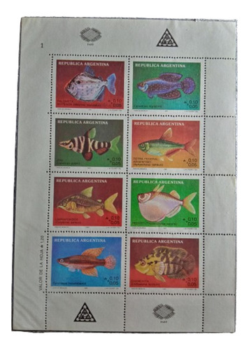 Selos Argentina - Fauna - 2ª Folha Peixes Água Doce - 1987