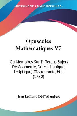 Libro Opuscules Mathematiques V7: Ou Memoires Sur Differe...