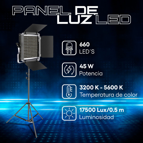 Neewer Panel De Luz Led Iluminación Fría Y Cálida Snl660 Kit Estructura Negro Luz Bicolor