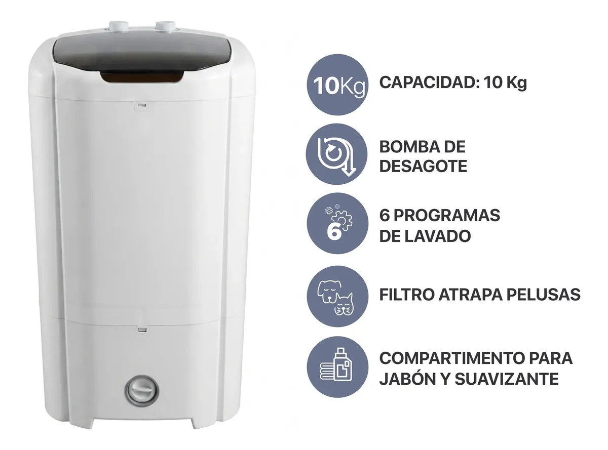 Lavarropas Semiautomático 10kg Codini 8053 Con Bomba Blanco