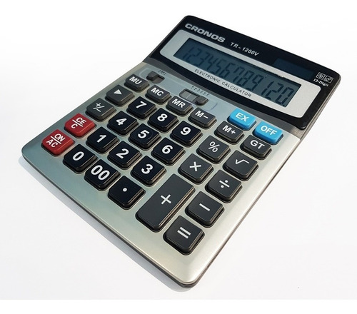 Imagen 6 de 7 de Calculadora Escritorio Gran Display 12 Dígitos Solar O Pila