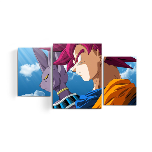 Cuadros Tripticos Anime Dragon Ball Z Super Goku Blue Ultra 