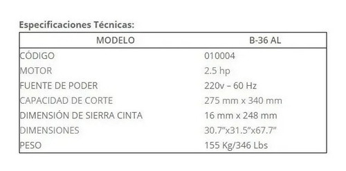 Imagen 2 de 3 de Sierra Carne Industrial Aluminio 2hp Tr B36al Boia Gb. Xavi
