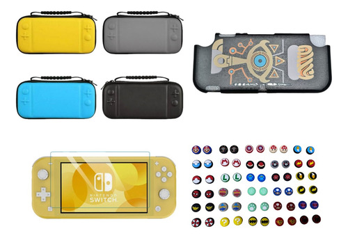 Estuche + Protector Zelda + Vidrio + 2 Grips Switch Lite