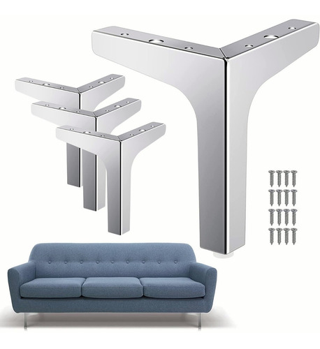 Patas De Muebles Elevadores De Cama Sofá Plateado 4pz 13cm