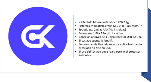 Imagen 4 de 7 de Kit Teclado Mouse Inalámbrico K06 2.4g