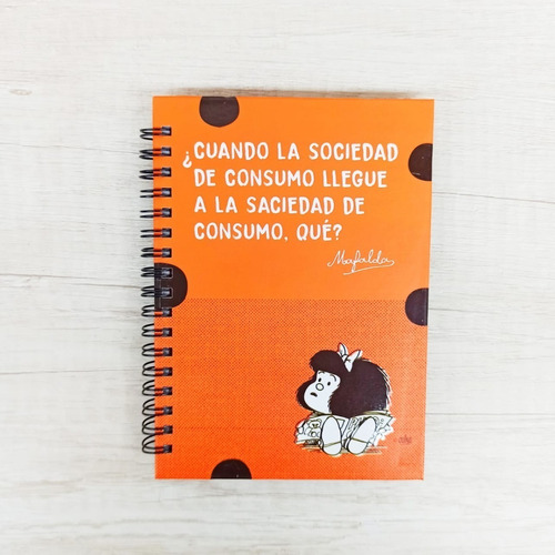 Cuaderno A6 Rayado Mafalda Mundo Cuando La... - Tapa Dura Color Naranja claro