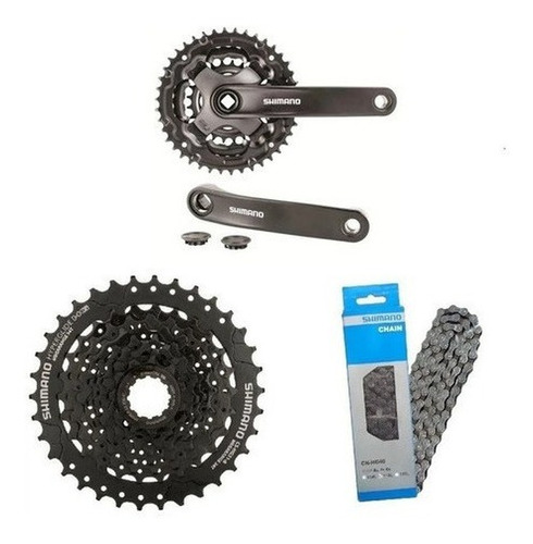 Kit Relação Shimano 24v Com Pedivela Cassete 11/34d Corrente