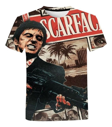 Scarface 3d Imprimir Camisetas De Manga Corta