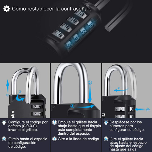 - 2pcs Candado De Combinación De 4 Dígitos, Candado Por