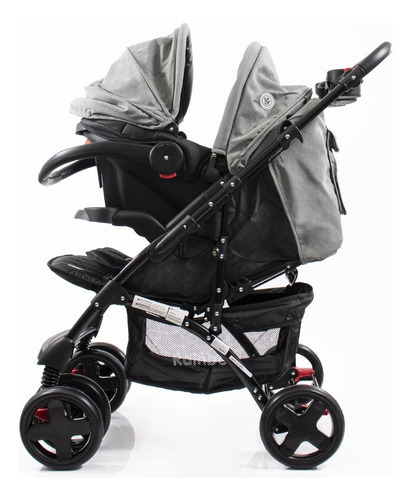 Cochecito Bebé Con Huevito Cuna Adagio Travel System Rainbow Color Gris Chasis Negro