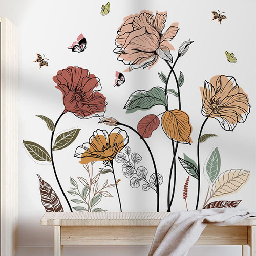 Xx Flores Rústicas Adesivos De Parede Decoração De Casa,