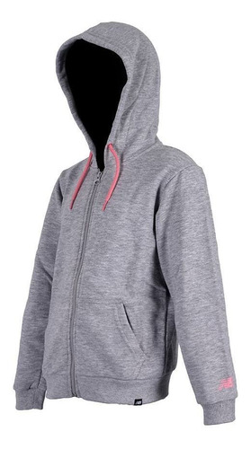 Imagen 2 de 3 de Campera New Balance Essentials Full Zip Gr/rs Niña Rcmd