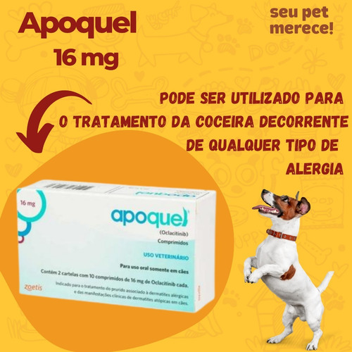 Imagem 3 de 9 de Apoquel Anti Coceira Zoetis Para Cães 16mg