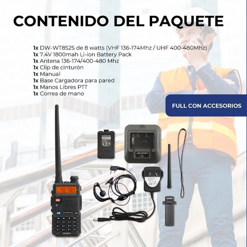 Imagen 5 de 6 de Handy Walkie Talkie Recargable Daewoo 16 C Manos Libre Radio