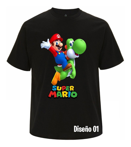 Remera Adulto + Gorra Mario Bros 100 % Algodón 