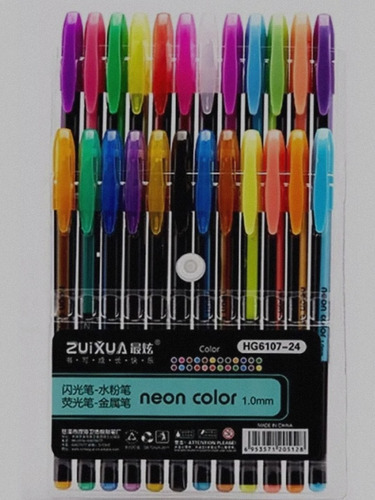 Lápices Gel Metalizados Neón Set 24 Colores Metalizados Cole Color de la tinta Multicolor Color del exterior Multicolor