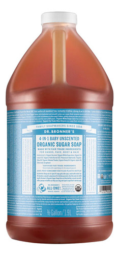 Jabón De Azúcar Organico Dr Bronner´s Sin Aroma 1.9 Lts
